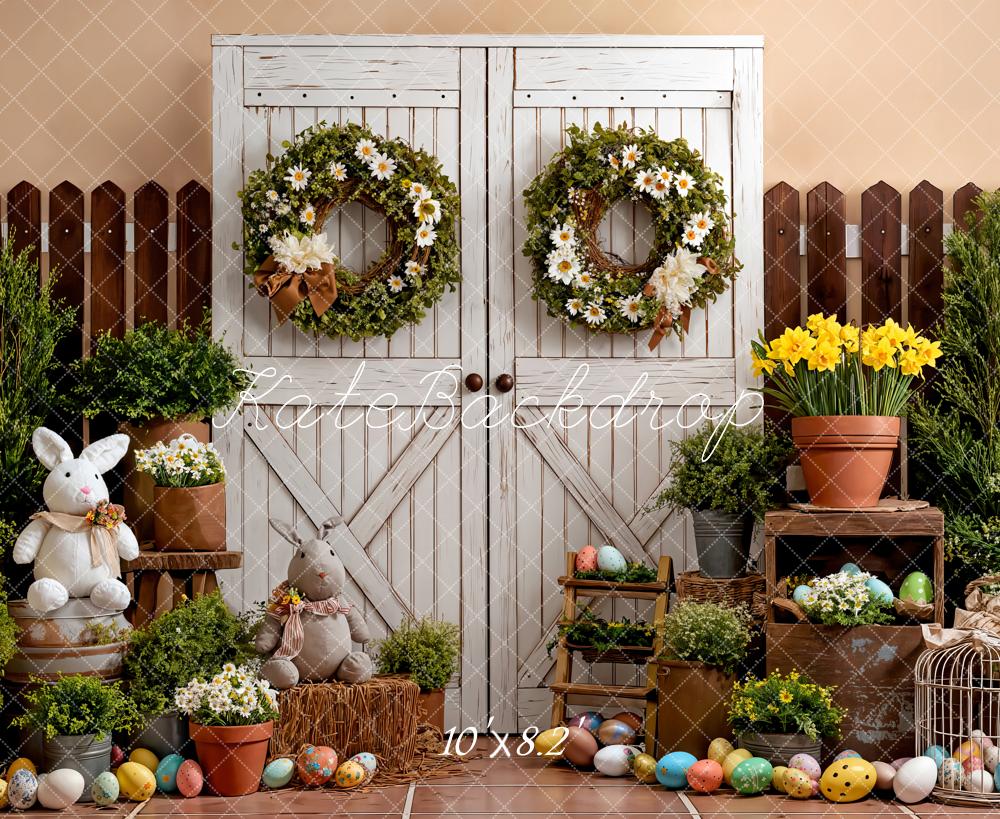 Kate Easter Bunny Floral Eggs Wreaths Backdrop Designed by Emetselch - Image 6