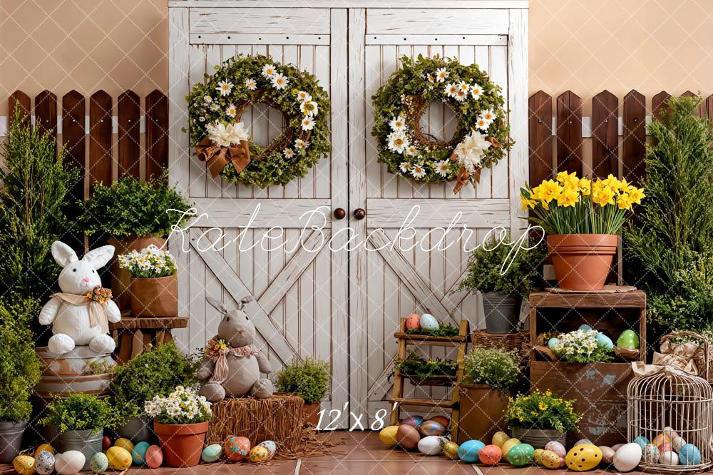 Kate Easter Bunny Floral Eggs Wreaths Backdrop Designed by Emetselch - Image 8