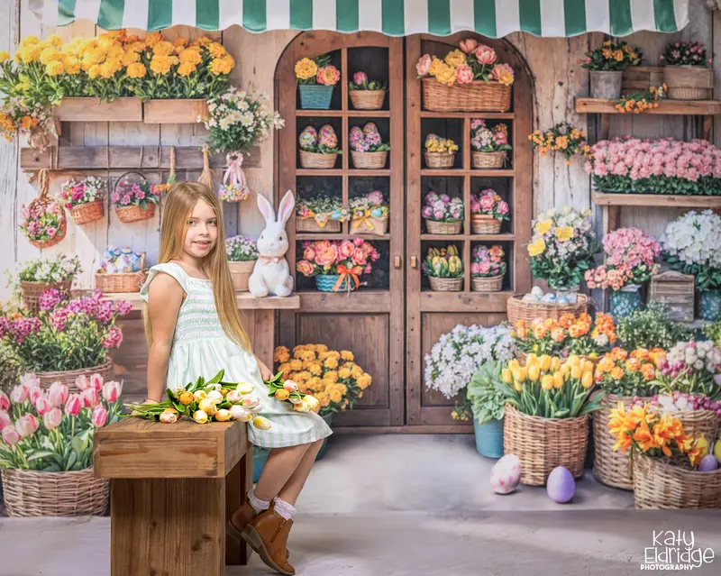 Kate Easter Bunny Flowers Market Stall Backdrop Designed by Emetselch - Image 3