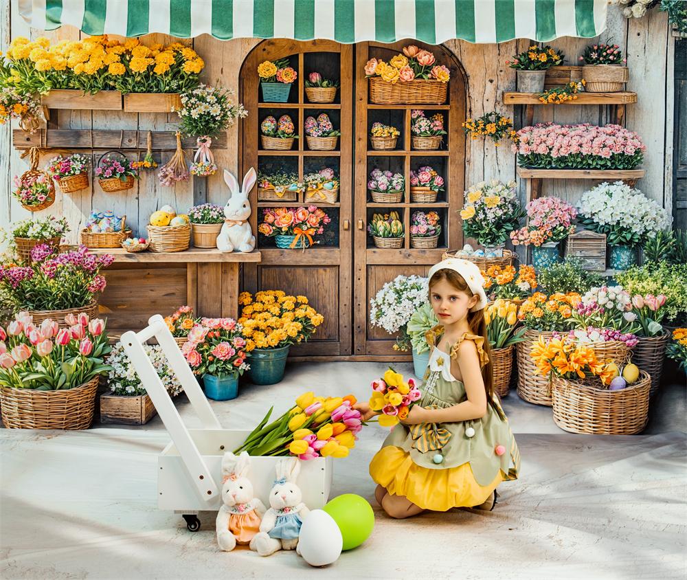 Kate Easter Bunny Flowers Market Stall Backdrop Designed by Emetselch - Image 5
