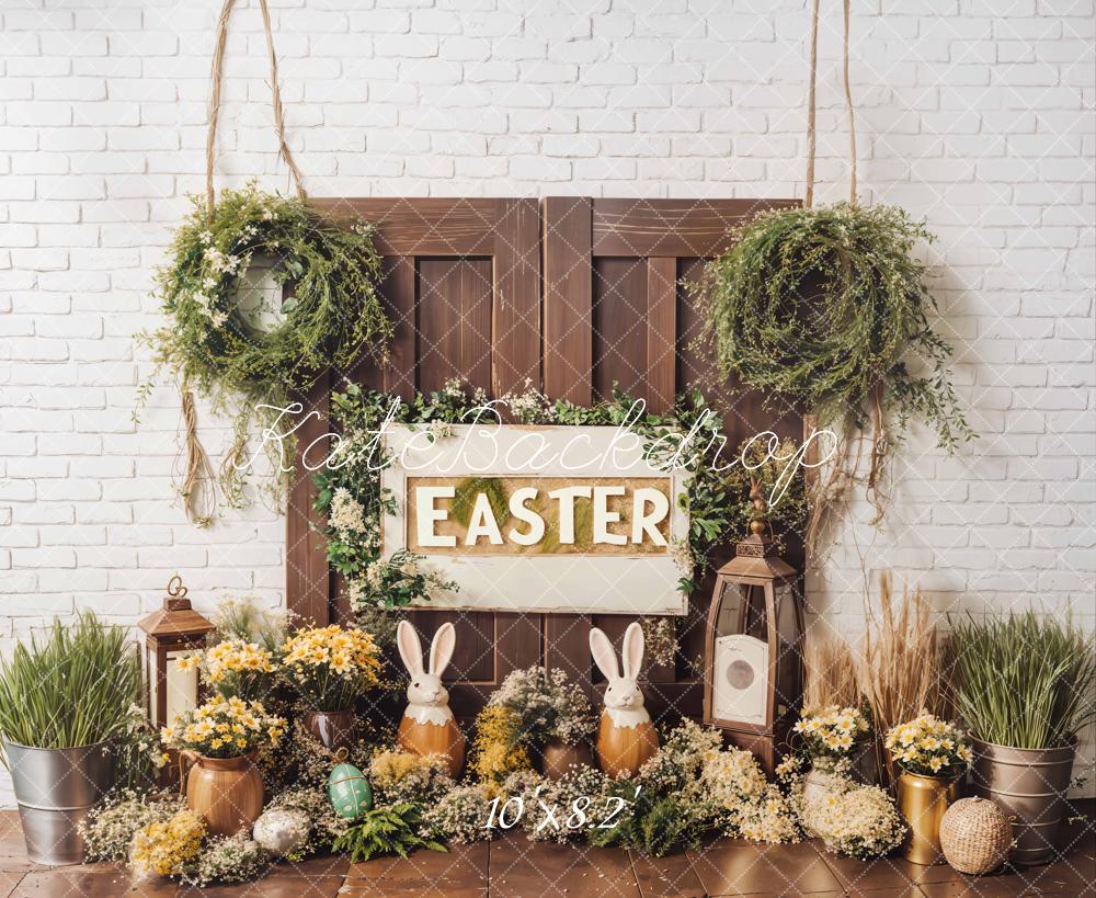 Kate Easter Bunny Flowers Rustic Door Backdrop Designed by Emetselch - Image 5