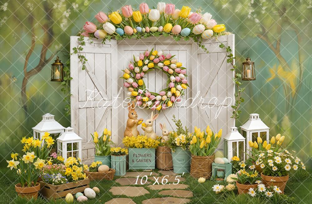 Kate Easter Bunny Floral White Door Backdrop Designed by Chain Photography - Image 4