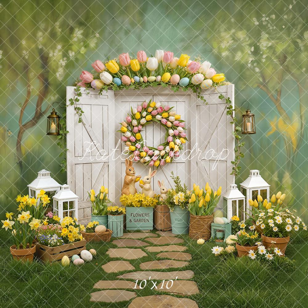 Kate Easter Bunny Floral White Door Backdrop Designed by Chain Photography - Image 7