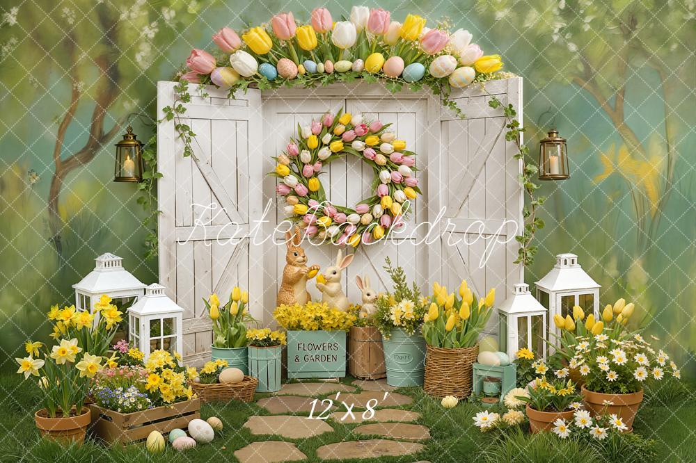 Kate Easter Bunny Floral White Door Backdrop Designed by Chain Photography - Image 8
