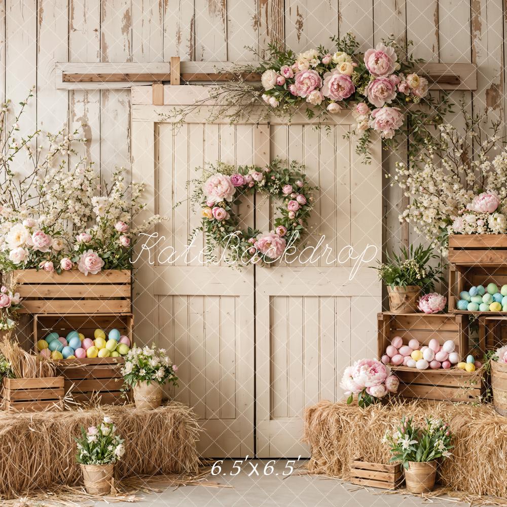 Kate Easter Bunny Wooden Door Pastel Eggs Backdrop Designed by Emetselch - Image 2