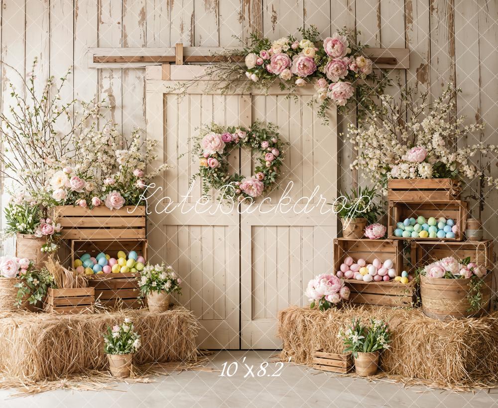 Kate Easter Bunny Wooden Door Pastel Eggs Backdrop Designed by Emetselch - Image 6