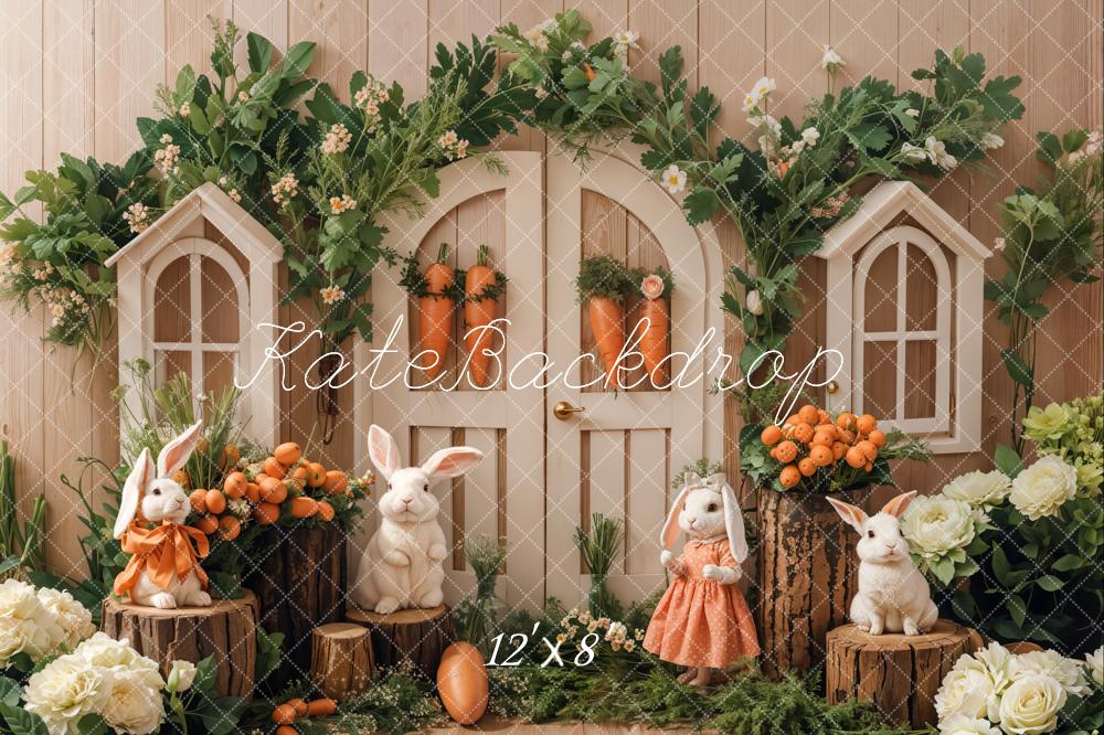 Kate Easter Bunny Garden Fleece Backdrop Designed by Emetselch - Image 4