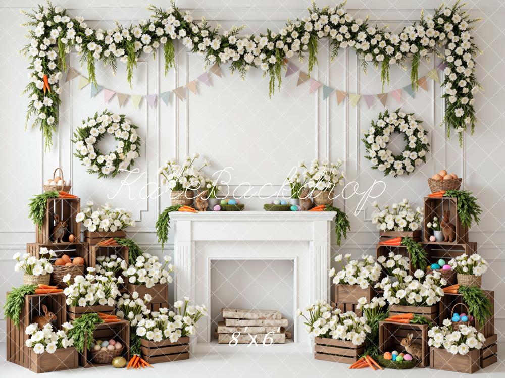 Kate Easter Bunny White Garland Carrots Backdrop Designed by Mini MakeBelieve - Image 3
