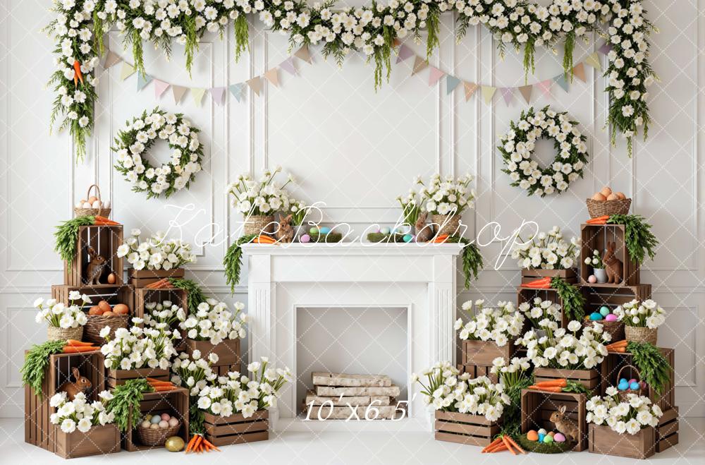Kate Easter Bunny White Garland Carrots Backdrop Designed by Mini MakeBelieve - Image 4