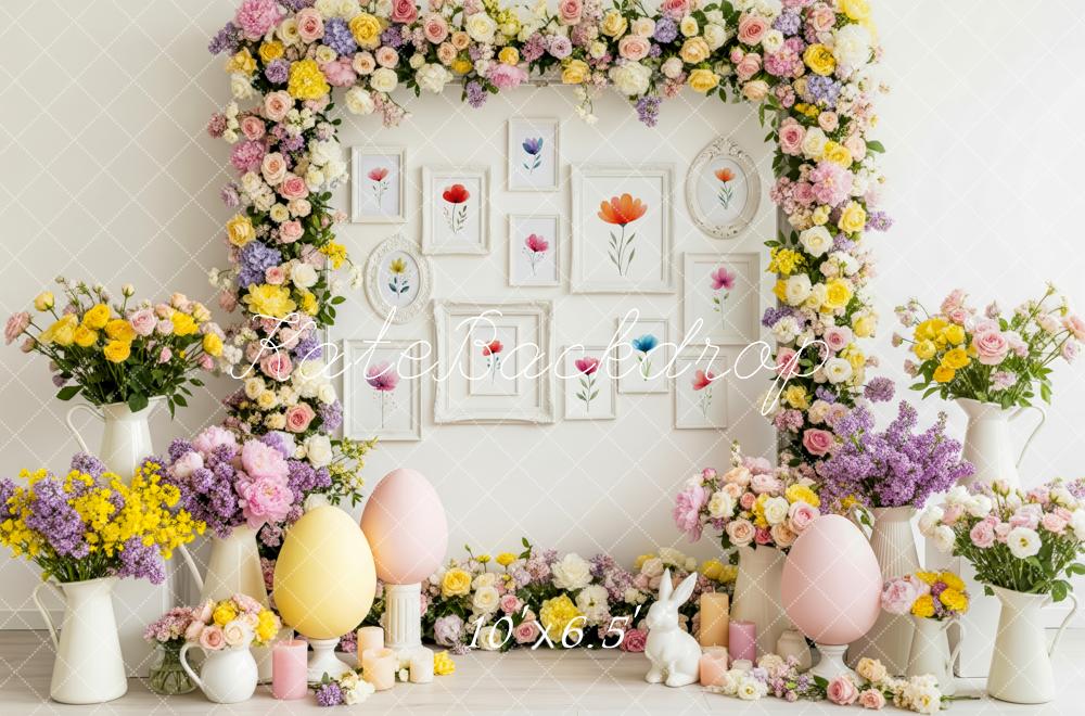 Kate Easter Bunny Garland Eggs Fleece Backdrop Designed by Patty Robert - Image 2