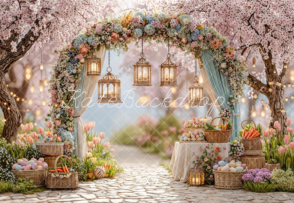 Kate Easter Bunny Garland Lanterns Garden Backdrop Designed by Emetselch - Image 2