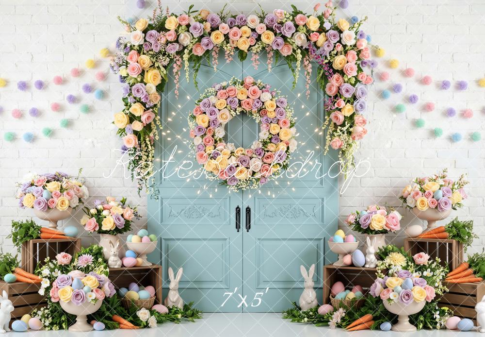 Kate Easter Bunny Garland Pastel Carrots Backdrop Designed by Mini MakeBelieve