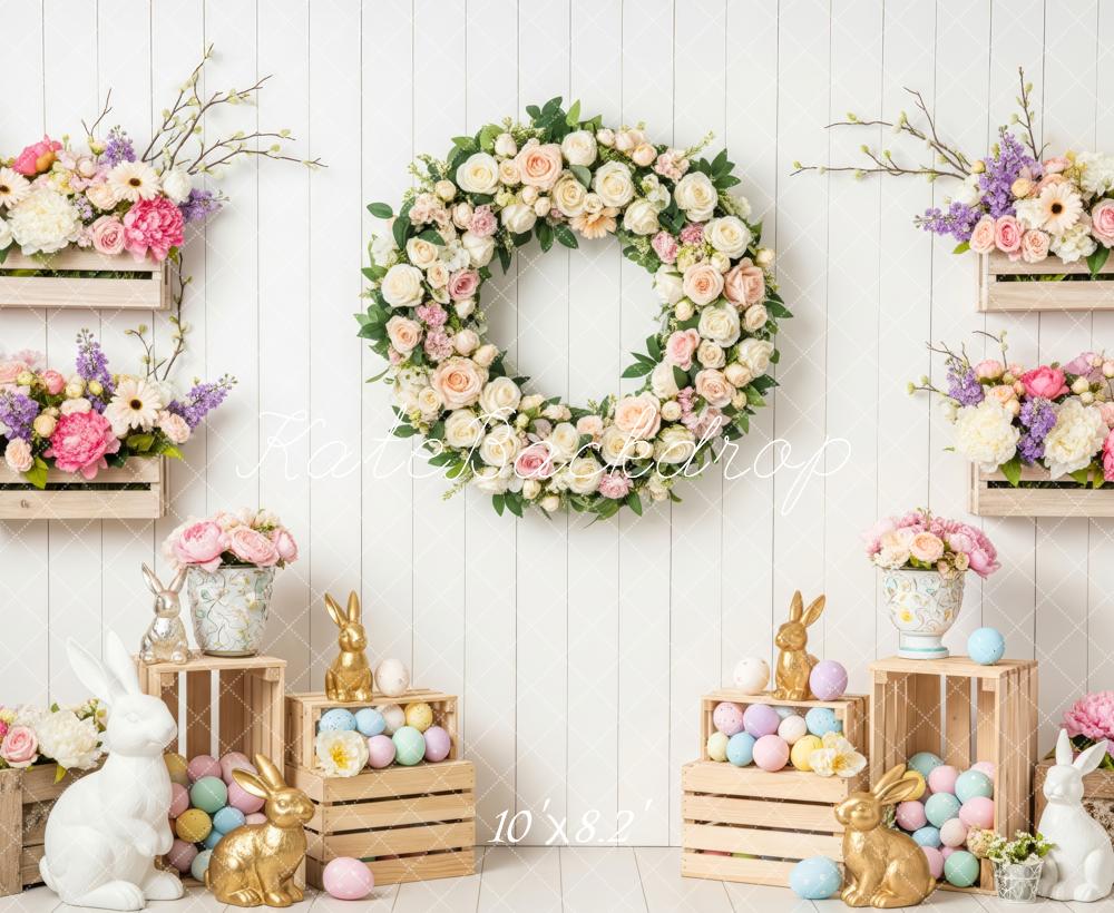 Kate Easter Bunny Garland Pastel Eggs Fleece Backdrop Designed by Patty Robert - Image 3