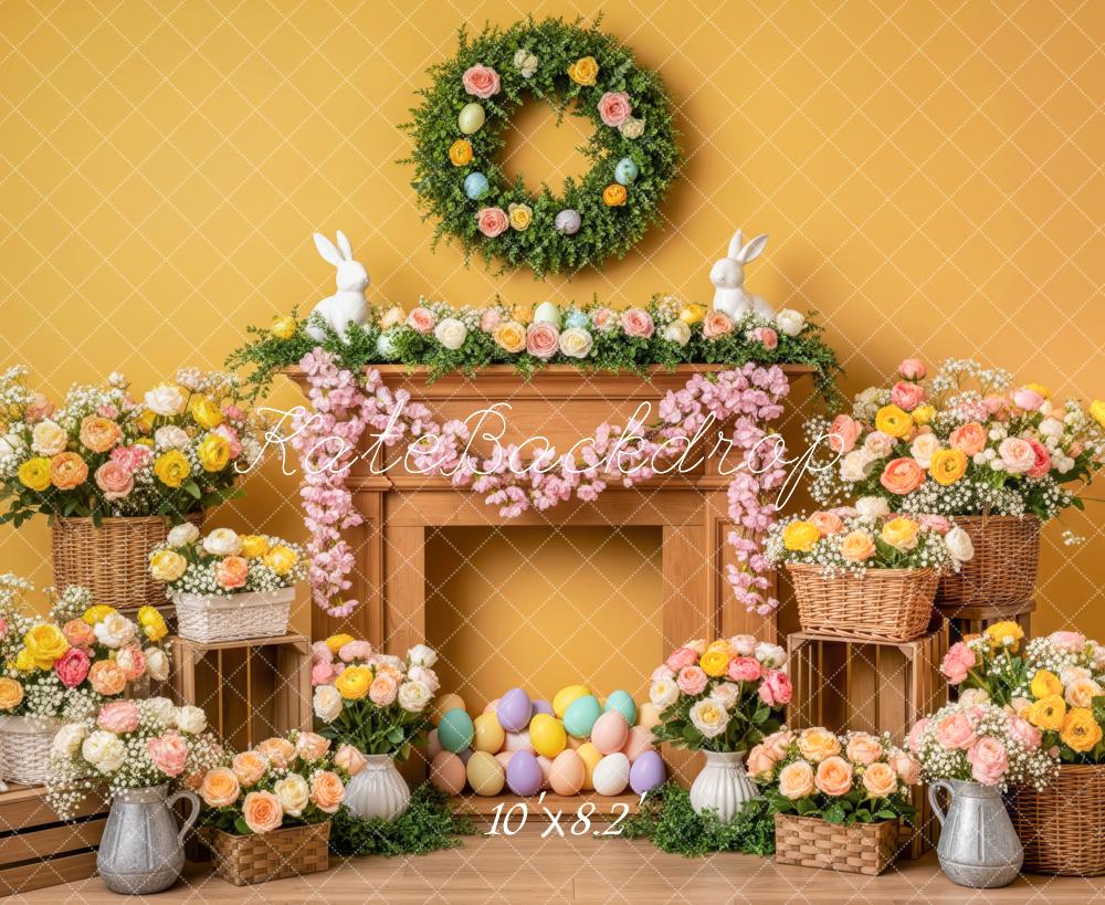 Kate Easter Bunny Floral Pastel Eggs Fleece Backdrop Designed by Patty Robert - Image 3