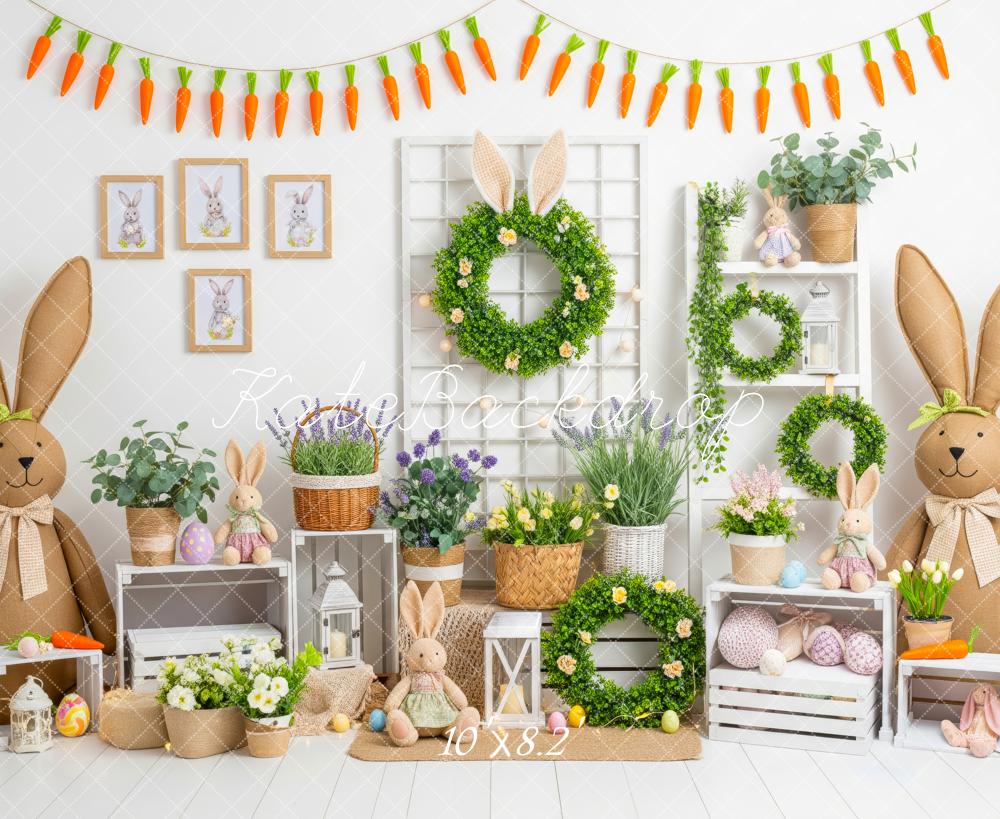 Kate Easter Bunny Greenery Floral Decor Fleece Backdrop Designed by Patty Robert - Image 3