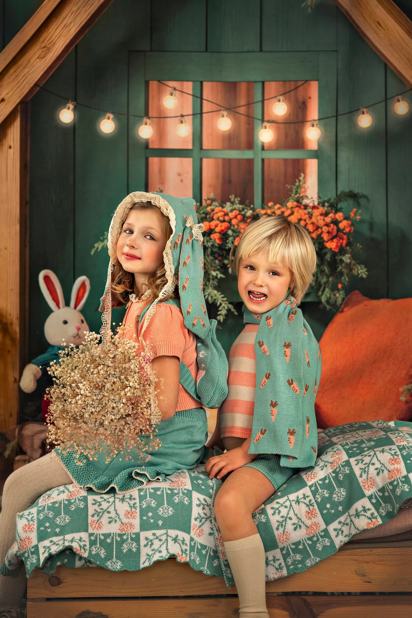 Kate Easter Bunny House Basket Blanket Backdrop Designed by Emetselch - Image 7