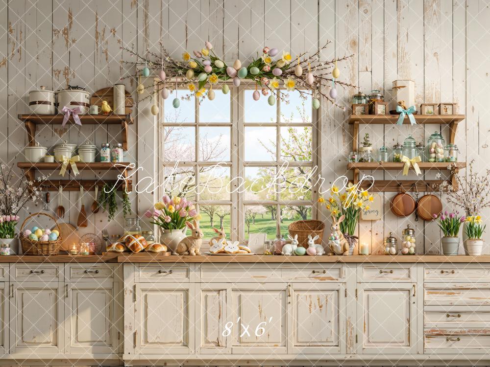 Kate Easter Bunny Kitchen Window Fleece Backdrop Designed by Emetselch
