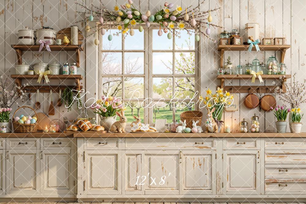 Kate Easter Bunny Kitchen Window Fleece Backdrop Designed by Emetselch - Image 4