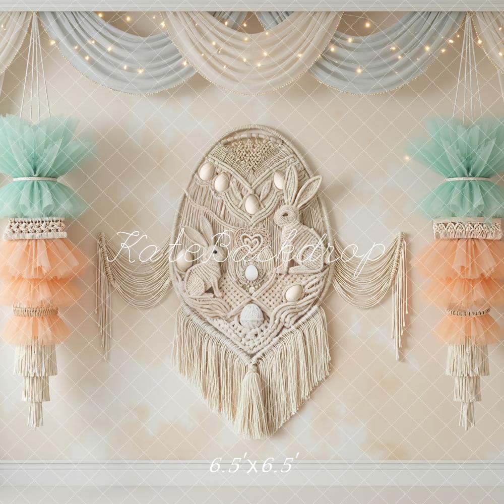 Kate Easter Bunny Macrame Eggs Drapes Backdrop Designed by Mini MakeBelieve - Image 2