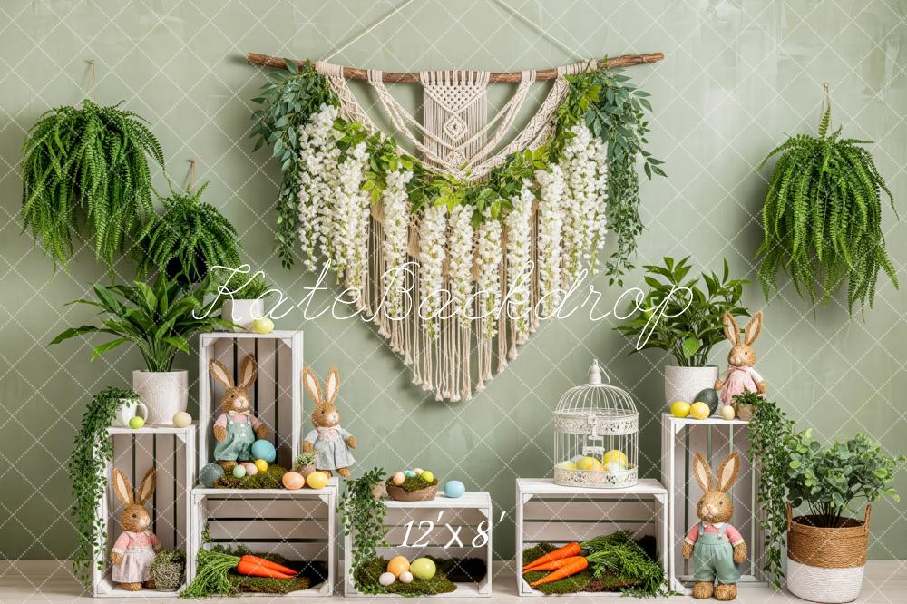 Kate Easter Bunny Macrame Eggs Greenery Fleece Backdrop Designed by Patty Robert - Image 4