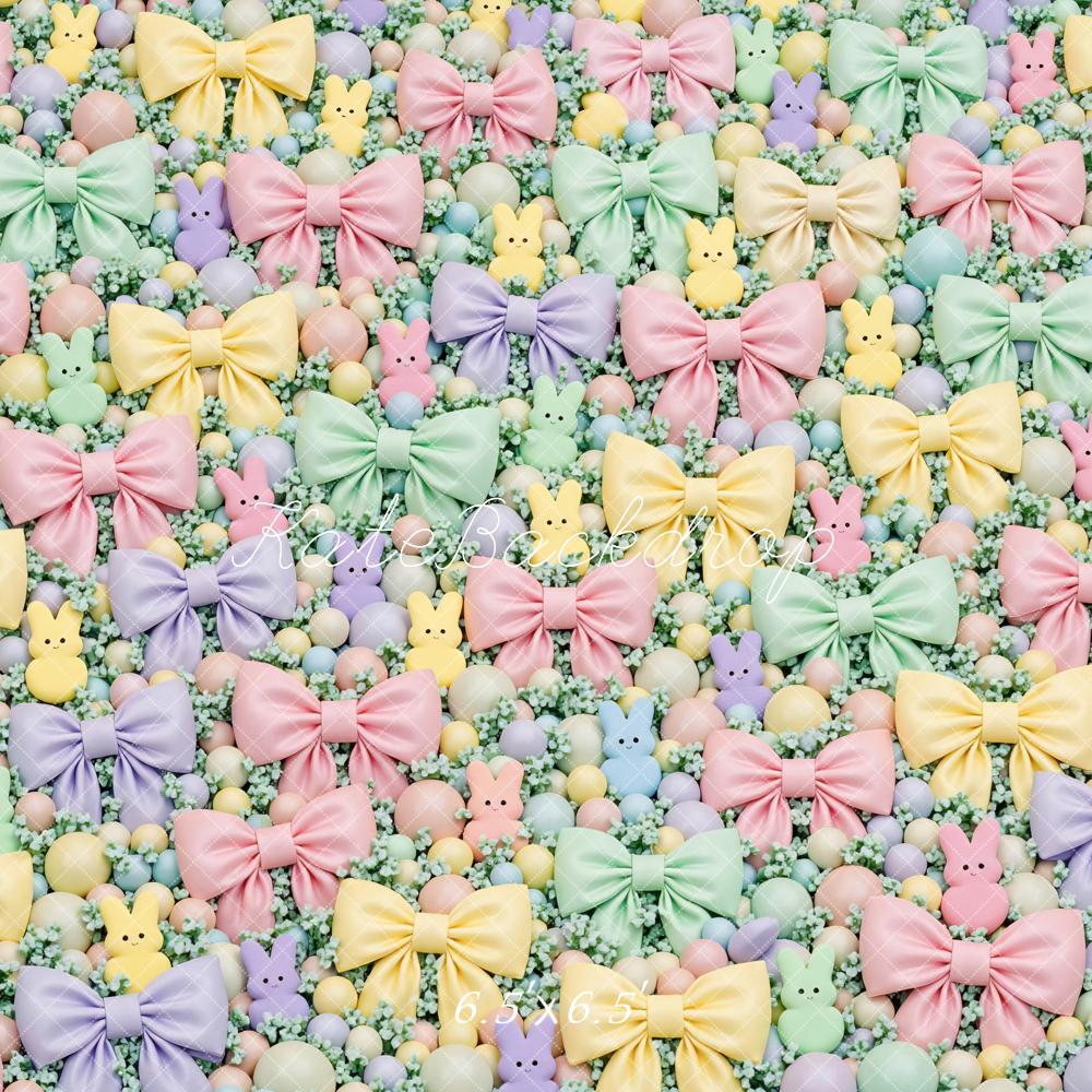 Kate Easter Bunny Pastel Bows Pattern Backdrop Designed by Mini MakeBelieve - Image 2