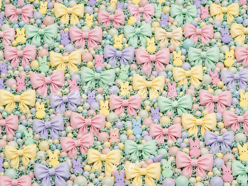 Kate Easter Bunny Pastel Bows Pattern Backdrop Designed by Mini MakeBelieve - Image 3