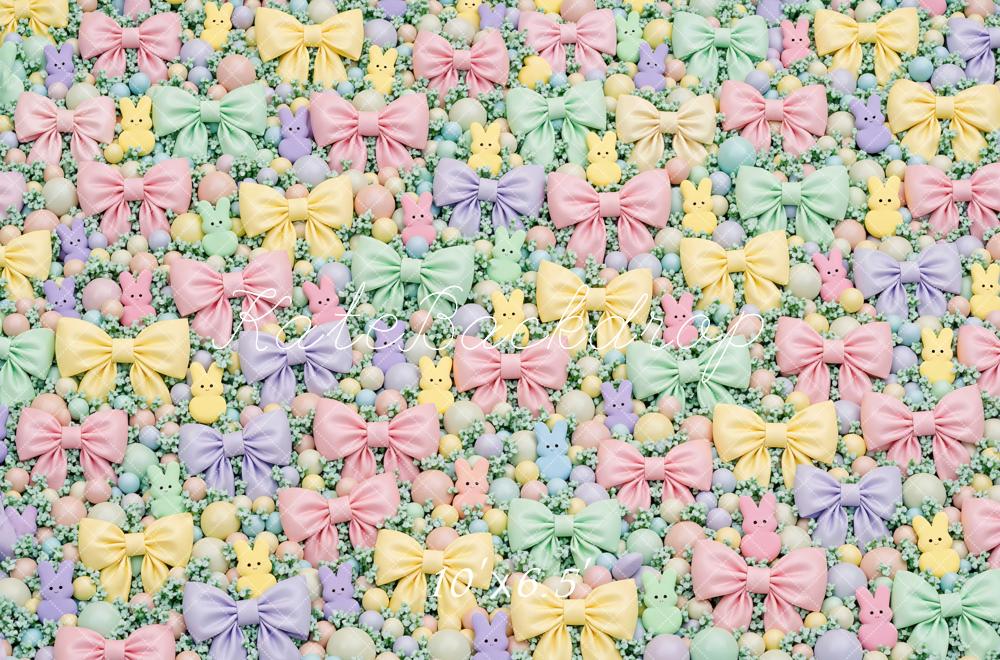 Kate Easter Bunny Pastel Bows Pattern Backdrop Designed by Mini MakeBelieve - Image 4