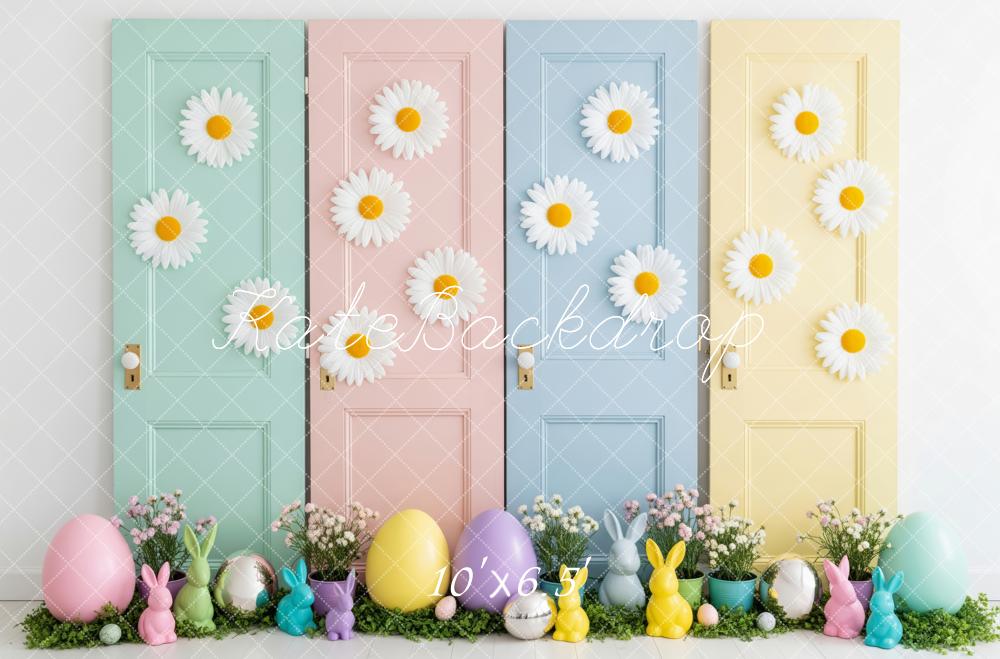 Kate Easter Bunny Pastel Eggs Daisy Fleece Backdrop Designed by Patty Robert - Image 2