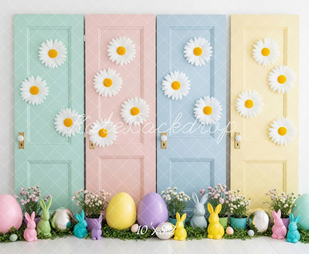 Kate Easter Bunny Pastel Eggs Daisy Fleece Backdrop Designed by Patty Robert - Image 3