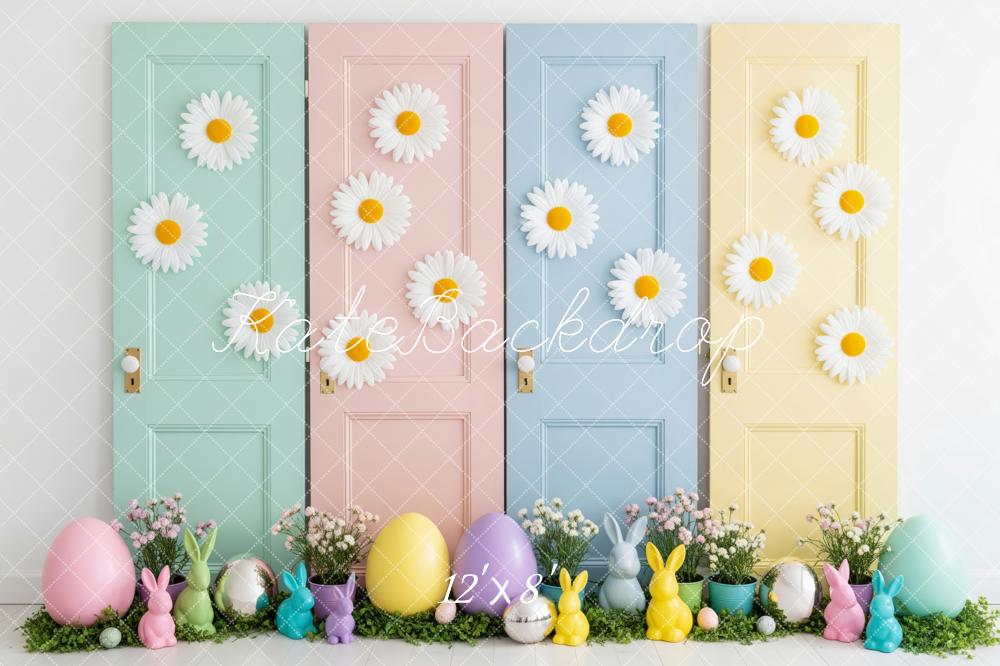 Kate Easter Bunny Pastel Eggs Daisy Fleece Backdrop Designed by Patty Robert - Image 4