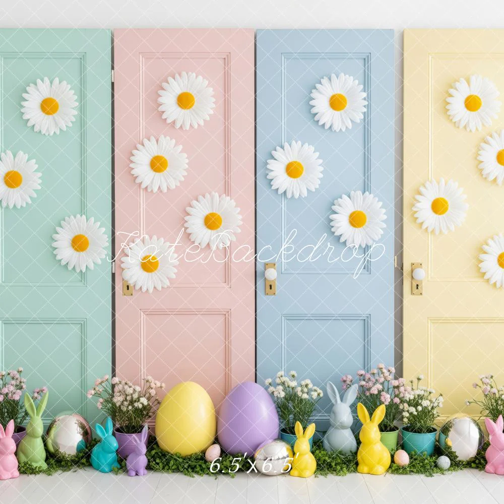 Kate Easter Bunny Pastel Eggs Doors Backdrop Designed by Patty Robert - Image 2
