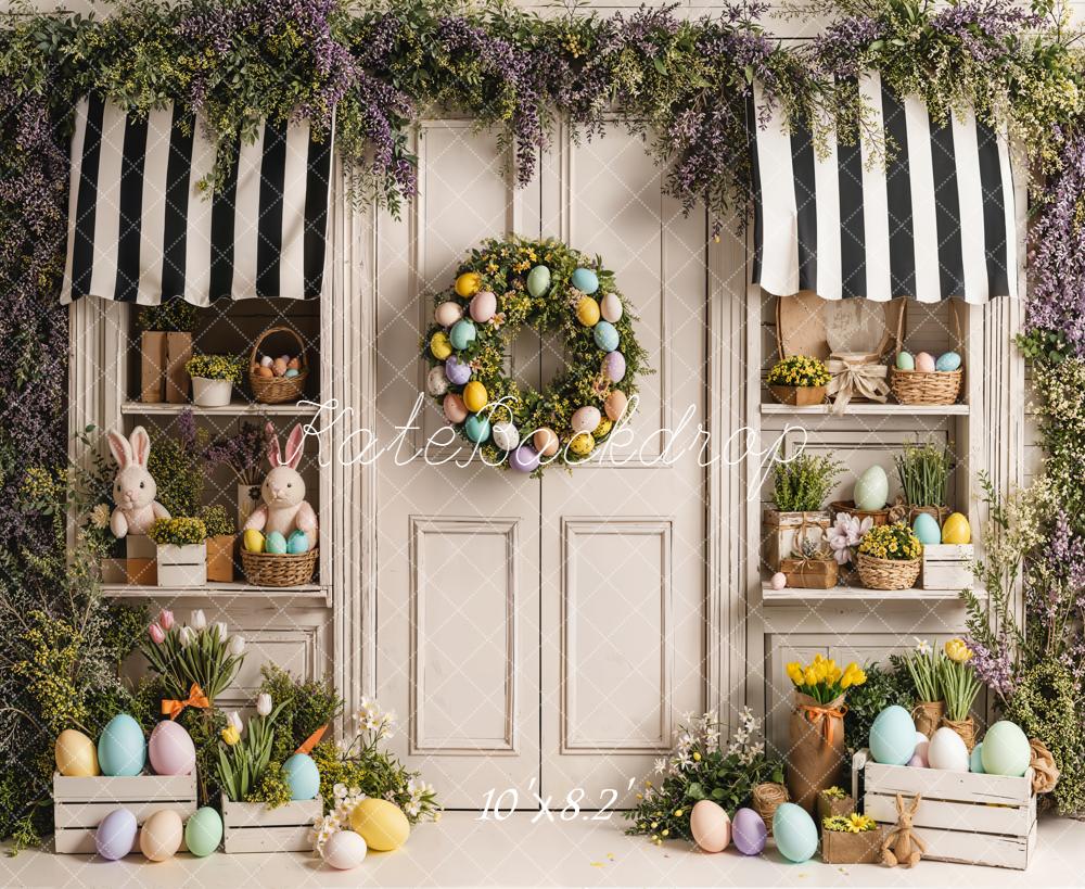 Kate Easter Bunny Pastel Eggs Doorway Fleece Backdrop Designed by Emetselch - Image 3
