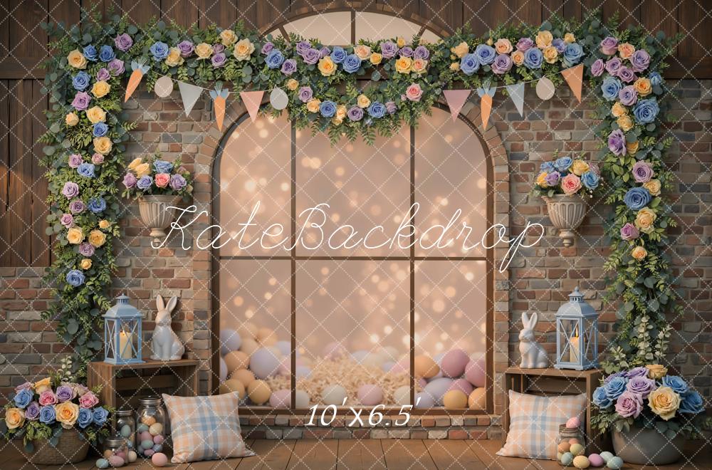 Kate Easter Bunny Pastel Eggs Floral Garland Backdrop Designed by Mini MakeBelieve - Image 4