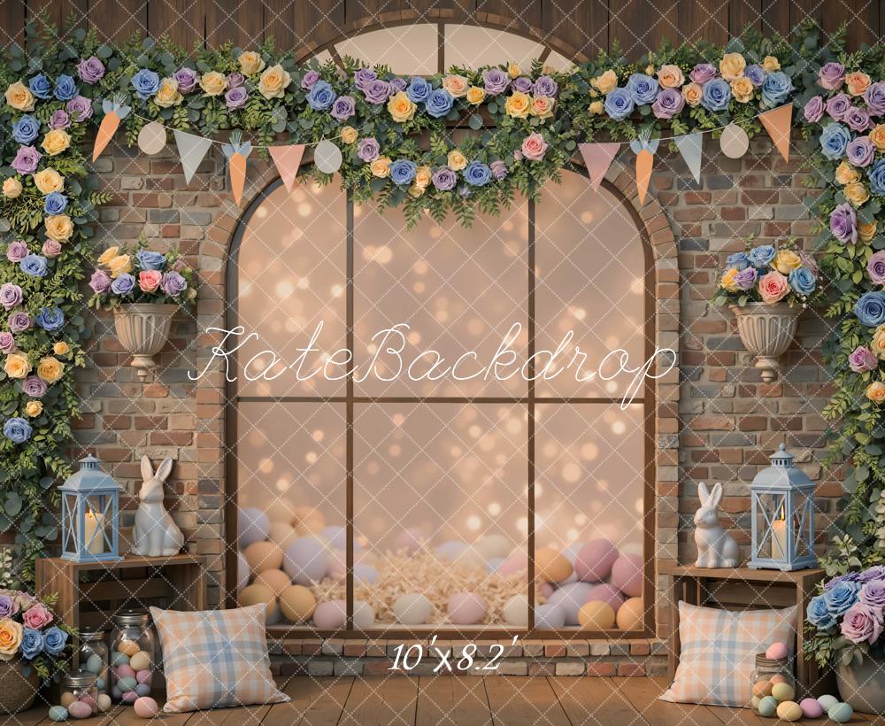 Kate Easter Bunny Pastel Eggs Floral Garland Backdrop Designed by Mini MakeBelieve - Image 6
