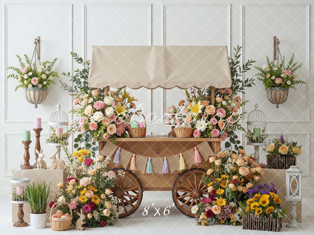 Kate Easter Bunny Pastel Eggs Florals Cart Backdrop Designed by Mini MakeBelieve - Image 4