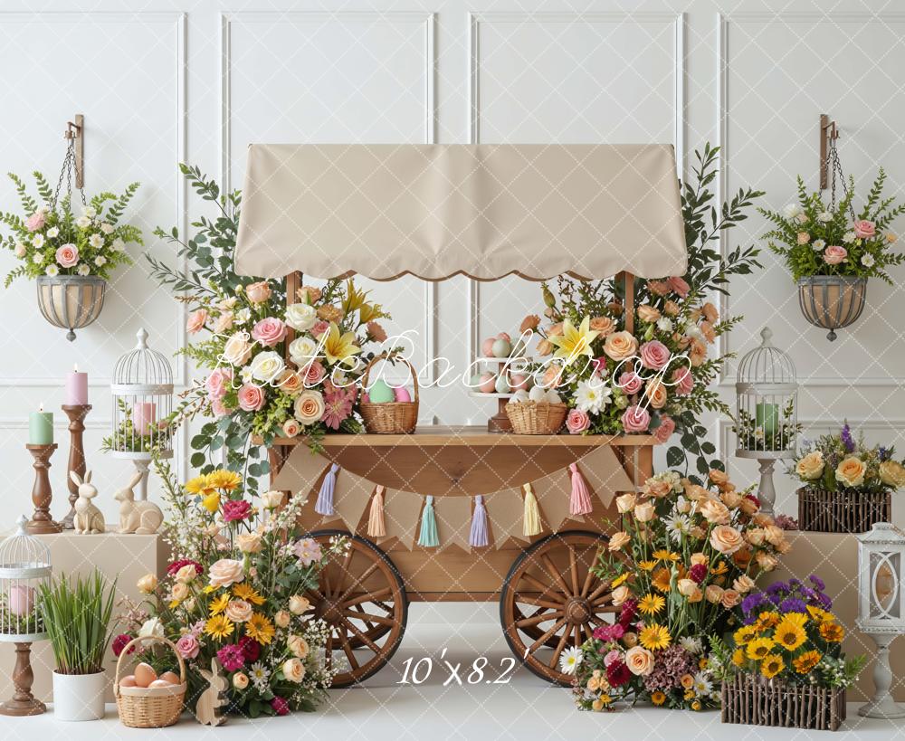 Kate Easter Bunny Pastel Eggs Florals Cart Backdrop Designed by Mini MakeBelieve - Image 5