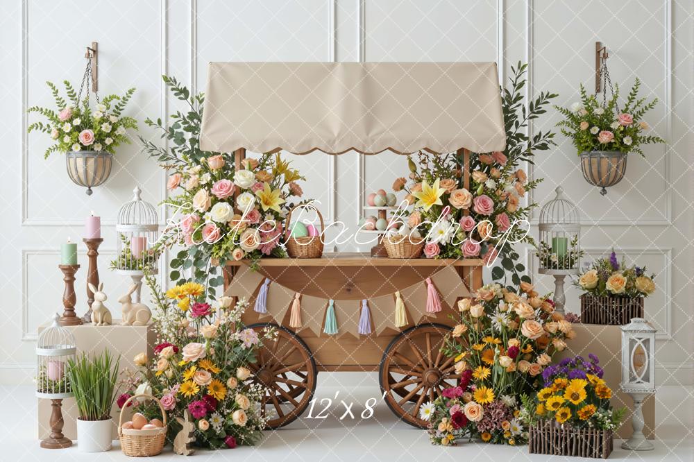 Kate Easter Bunny Pastel Eggs Florals Cart Backdrop Designed by Mini MakeBelieve - Image 6