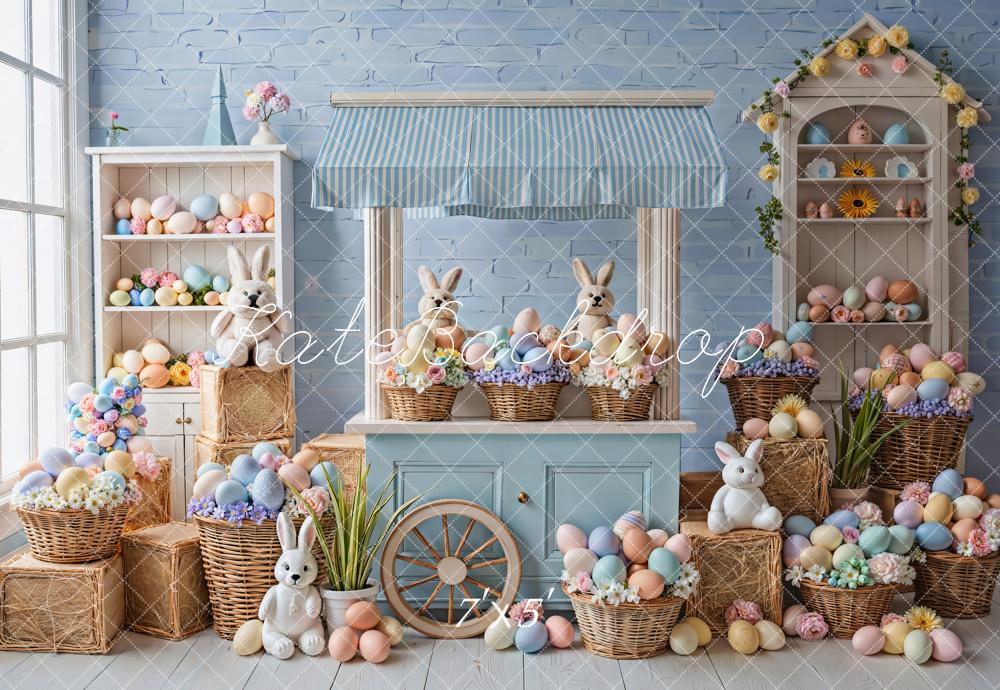 Kate Easter Bunny Eggs Stall Blue Backdrop Designed by Emstselch