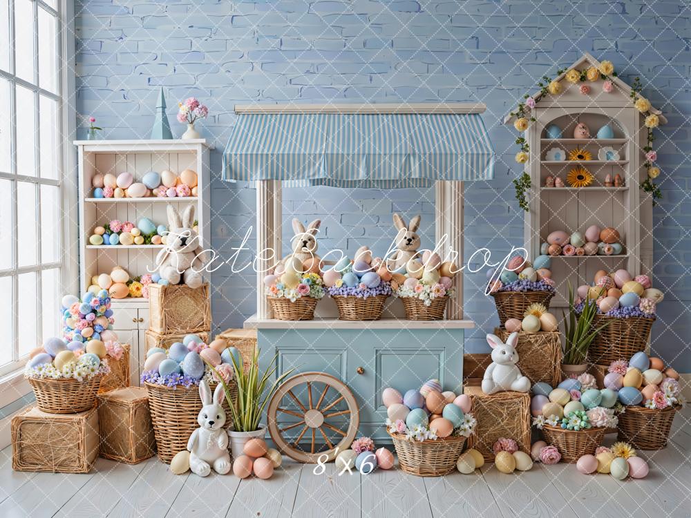 Kate Easter Bunny Eggs Stall Blue Backdrop Designed by Emstselch - Image 3