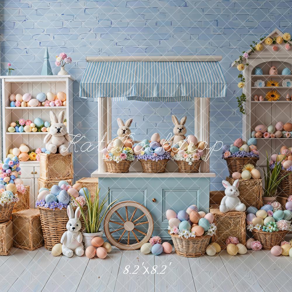 Kate Easter Bunny Eggs Stall Blue Backdrop Designed by Emstselch - Image 5