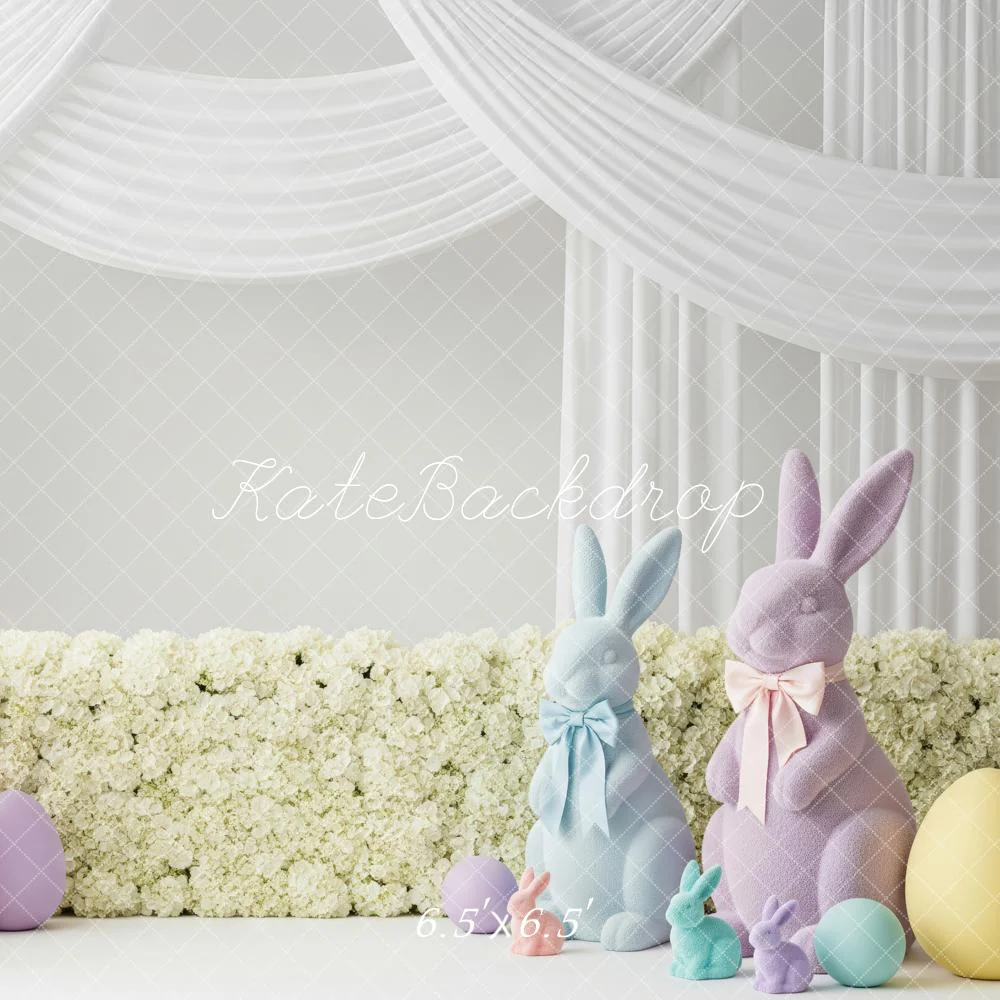 Kate Easter Bunny Pastel Eggs White Drapes Backdrop Designed by Patty Robert - Image 2