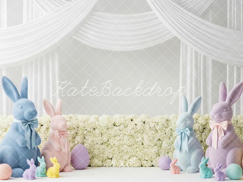Kate Easter Bunny Pastel Eggs White Drapes Backdrop Designed by Patty Robert - Image 3