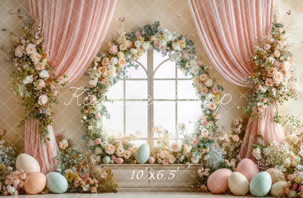 Kate Easter Bunny Garland Eggs Window Fleece Backdrop Designed by Emstselch - Image 2