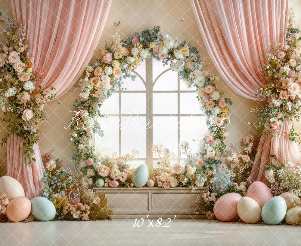 Kate Easter Bunny Garland Eggs Window Fleece Backdrop Designed by Emstselch - Image 3