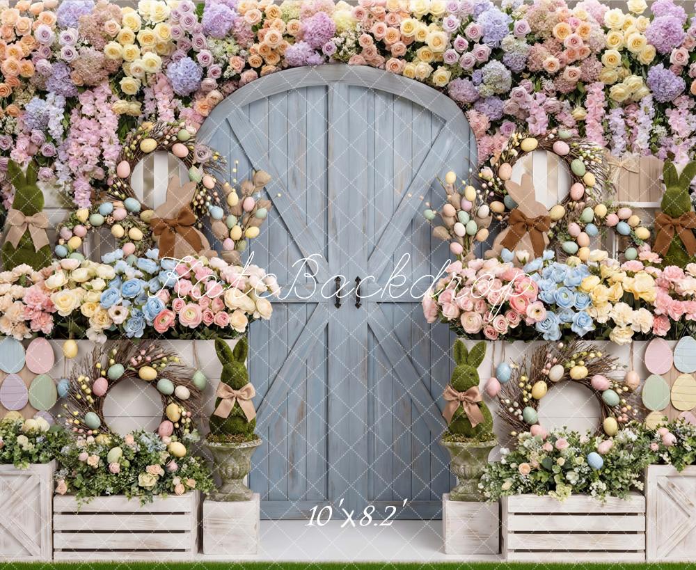 Kate Easter Bunny Pastel Wreath Backdrop Designed by Mini MakeBelieve - Image 6