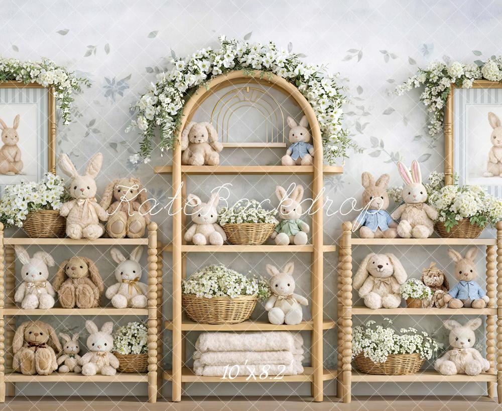 Kate Easter Bunny Shelves Floral Backdrop Designed by Mini MakeBelieve - Image 6
