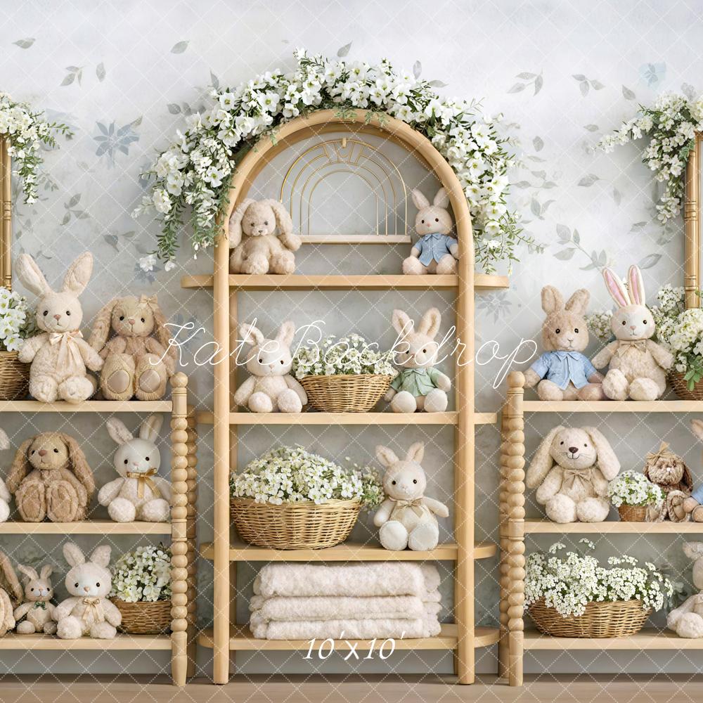 Kate Easter Bunny Shelves Floral Backdrop Designed by Mini MakeBelieve - Image 7