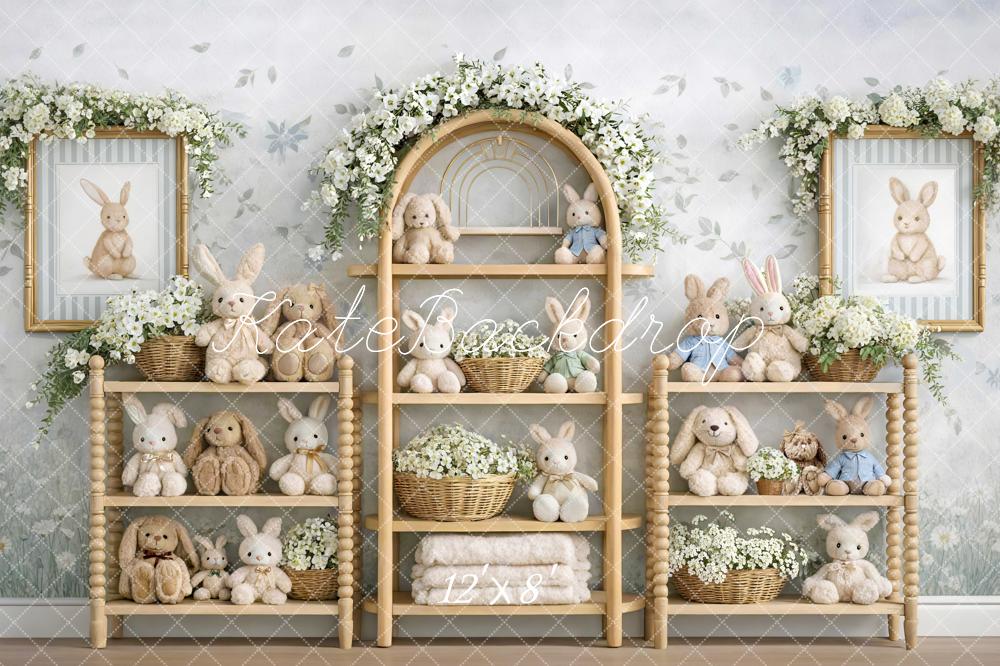 Kate Easter Bunny Shelves Floral Backdrop Designed by Mini MakeBelieve - Image 8