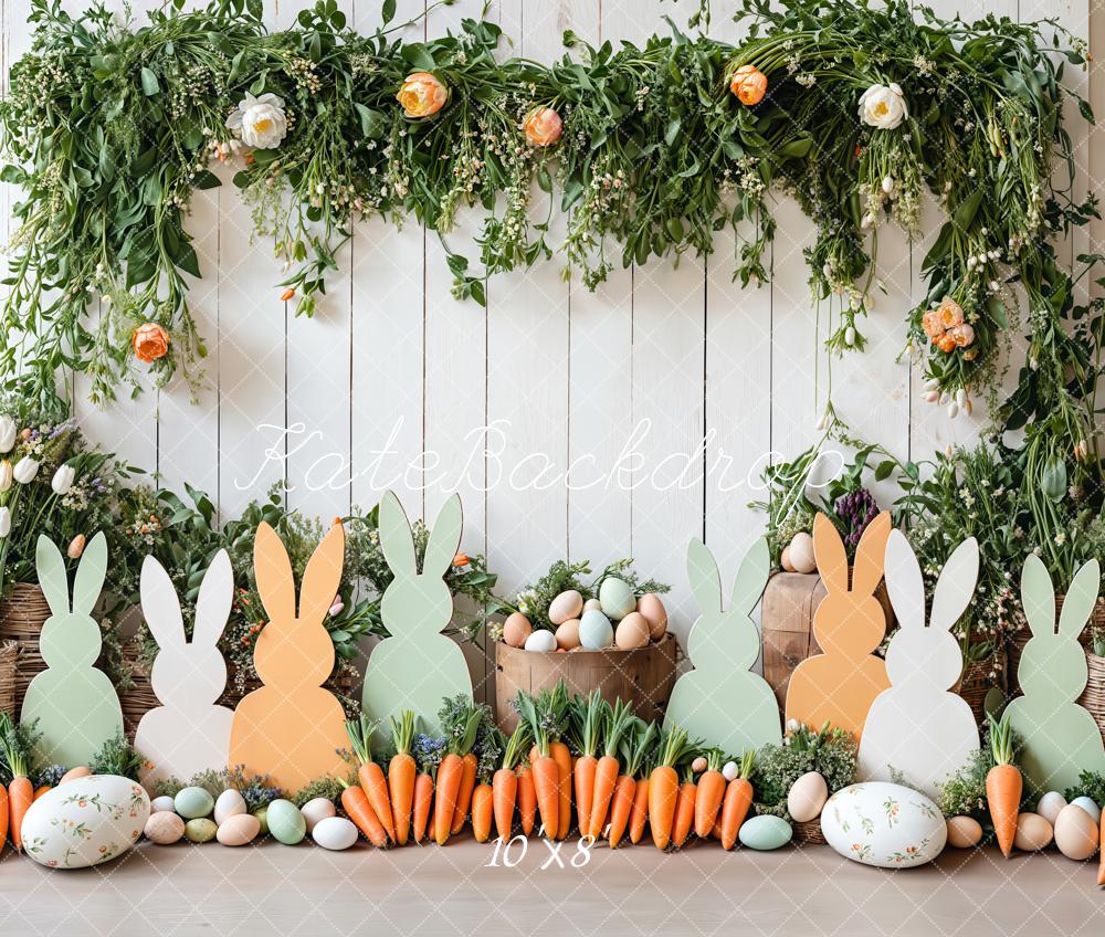 Kate Easter Bunny Silhouette Floral White Fleece Backdrop Designed by Emetselch - Image 3