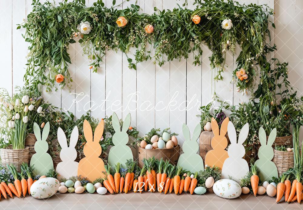 Kate Easter Bunny Silhouette Floral White Fleece Backdrop Designed by Emetselch - Image 4